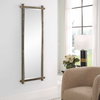Abanu Ribbed Gold Dressing Mirror, Floor Mirror by Uttermost, 22" width x 60.25" height x 1.25" depth thumbnail 4