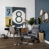 David Solid Back Dining Side Chair | Grey Fabric with Medium Brown Wood, Dining Chair by Mercana, 18.5" length x 26" width x 34.5" height thumbnail 2