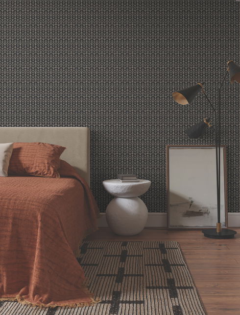Martigue Stripe Black Wallpaper