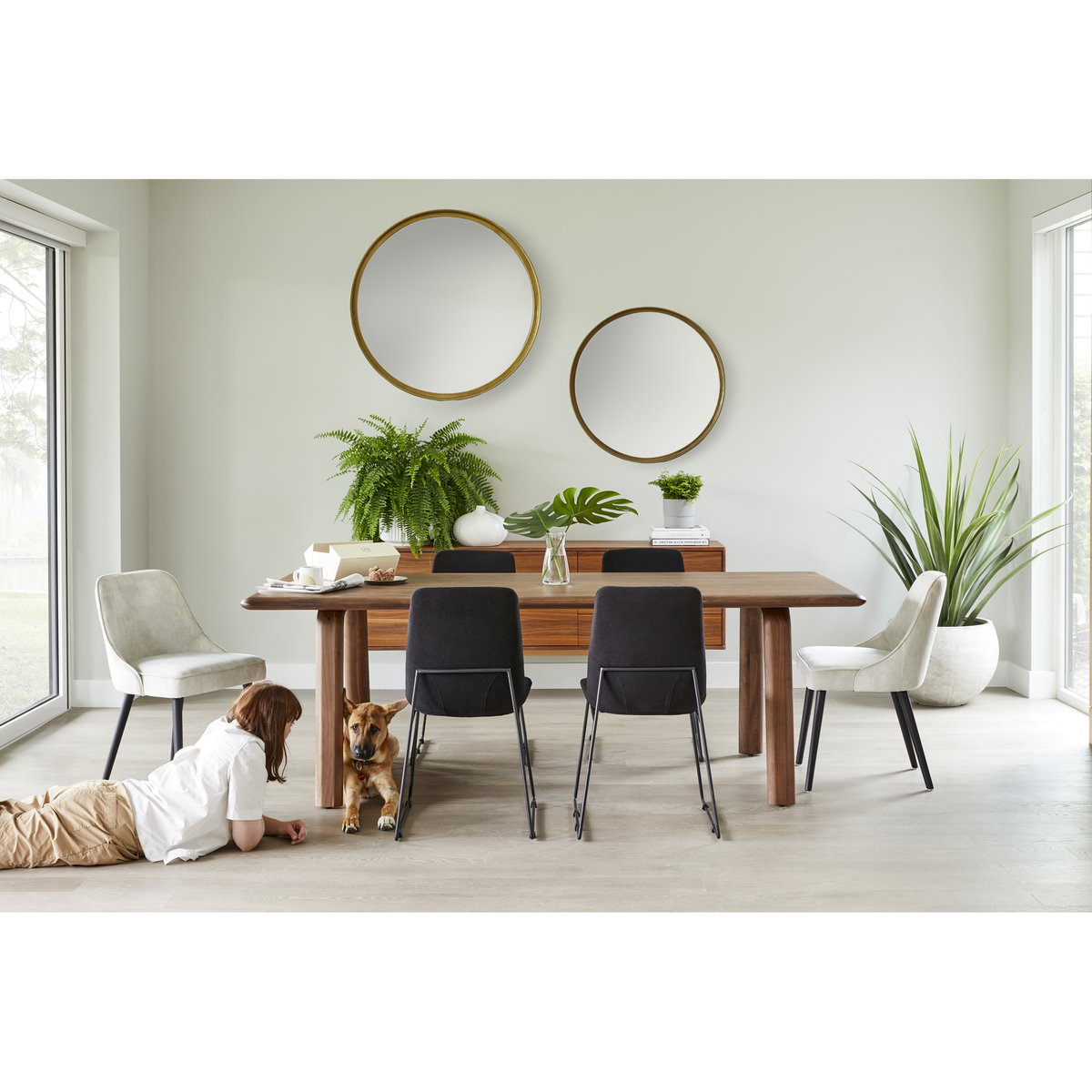 Malibu Dining Table Walnut, by Moe's Home, 88" width x 30" height x 38" depth View 13