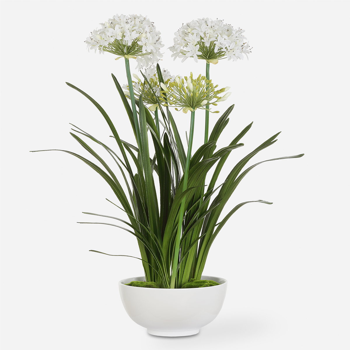 Purity Agapanthus Centerpiece, Artificial Plants & Flower by Uttermost, 30" width x 38.5" height x 30" depth View 1