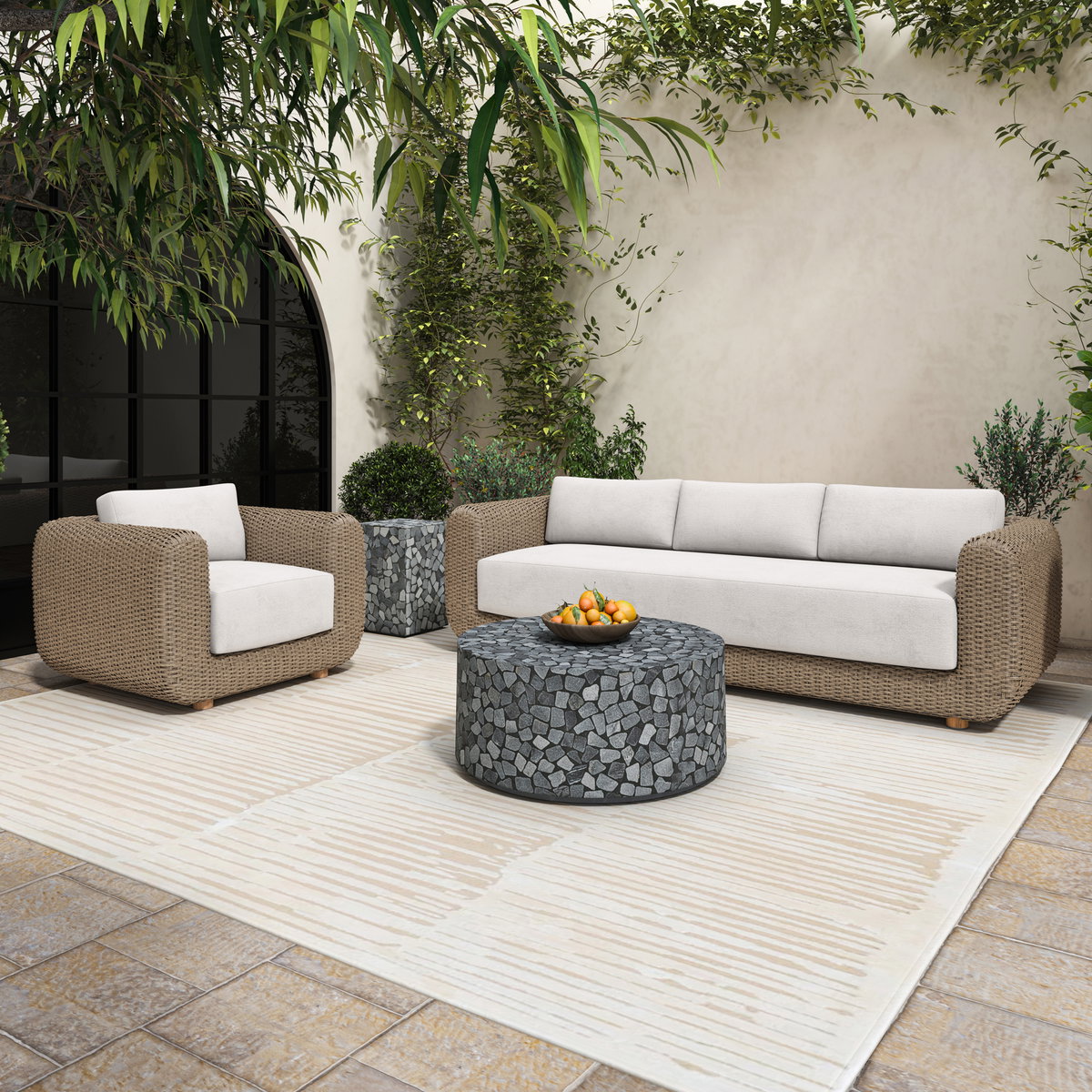Soma Outdoor Sofa Natural, Sofas & Sectional by Moe's Home, 100" width x 26" height x 35" depth View 8