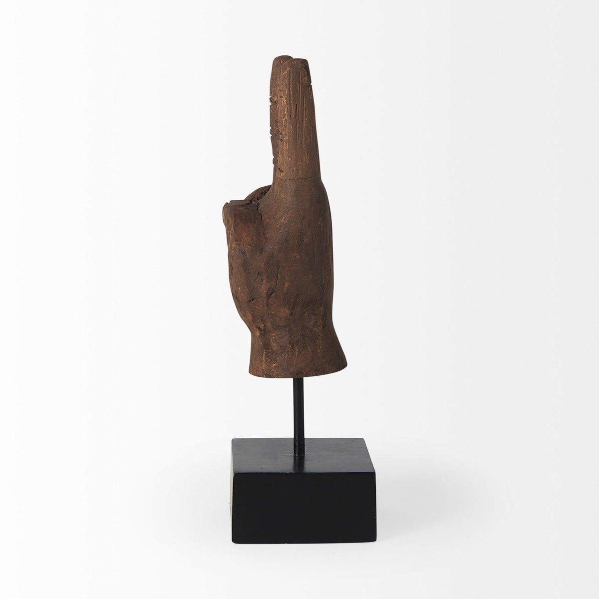 Pacem 4L x 4W Natural Wooden Carved Peace Sign Hand, Decorative Object by Mercana, 4" length x 3.94" width x 12.99" height View 7