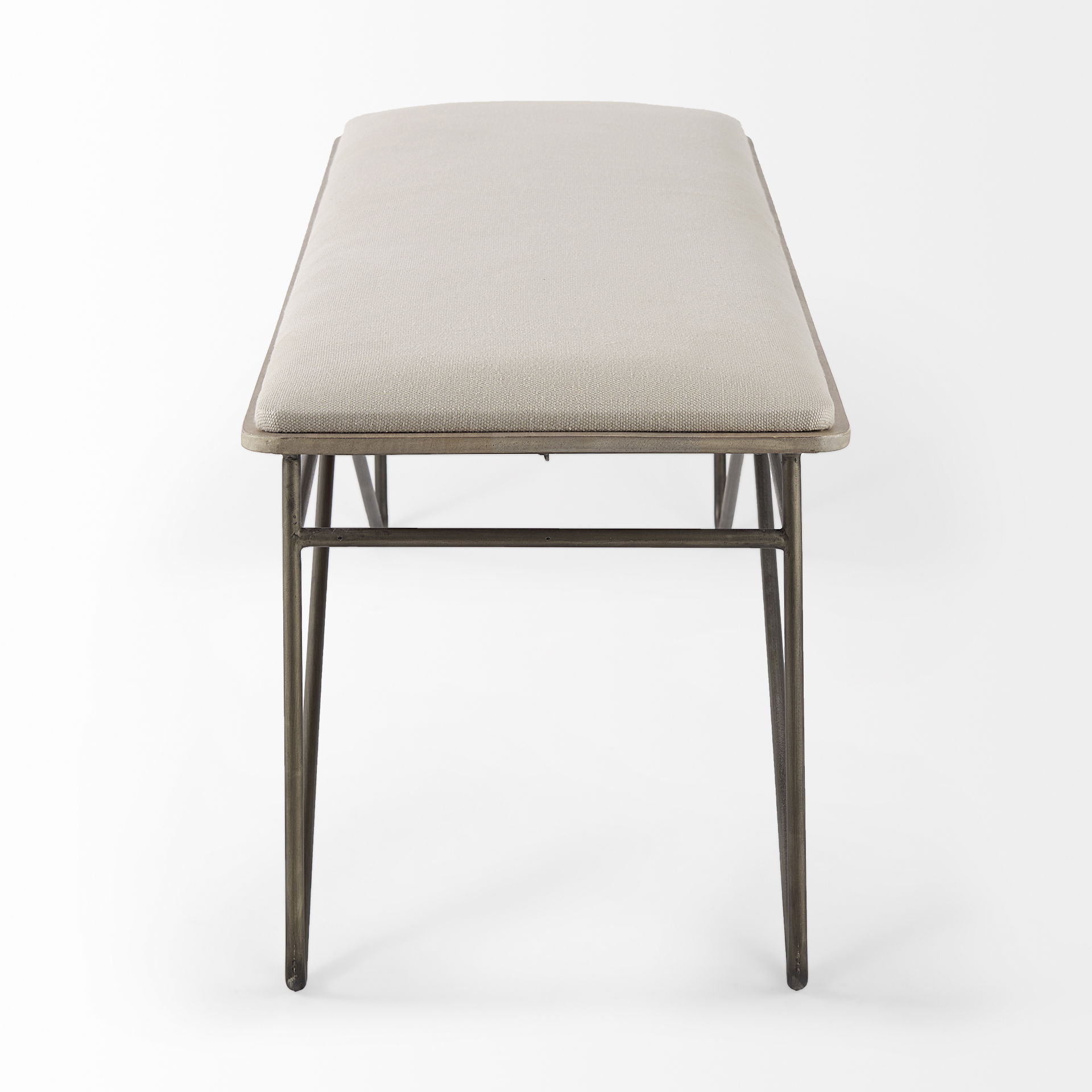 Camille  Cream Fabric Seat with Metal Frame Bench large image 