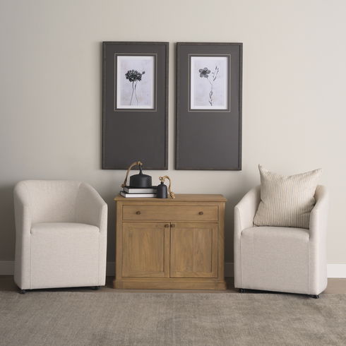 Baron Light Brown Solid Wood with Gunmetal Knobs 2-Door Accent Cabinet