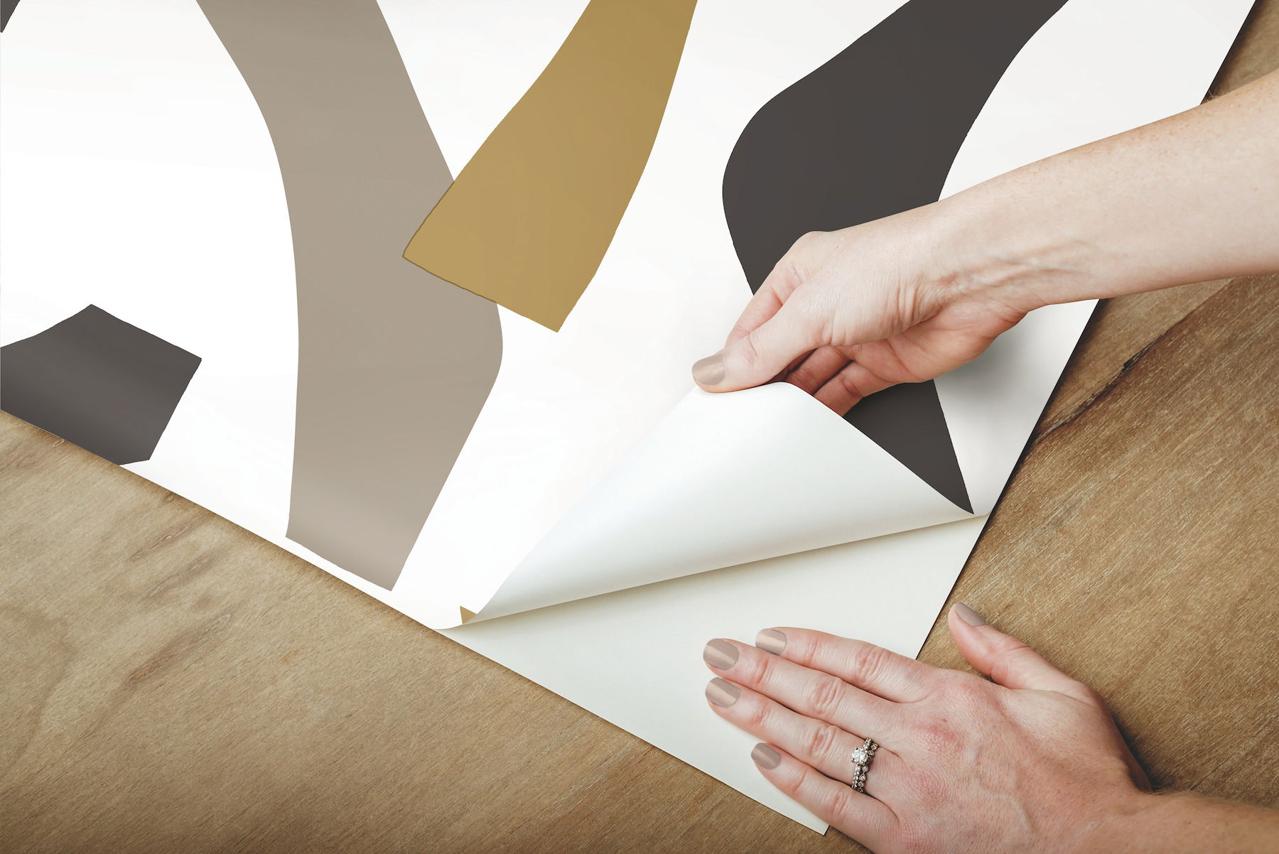 Modernist Black & Gold Peel & Stick Wallpaper large image 