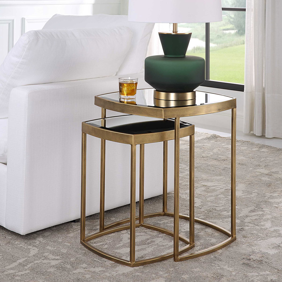 Vista Gold Nesting Tables Set Of 2, Coffee Table by Uttermost, 19.75" width x 23.75" height x 19.75" depth View 4