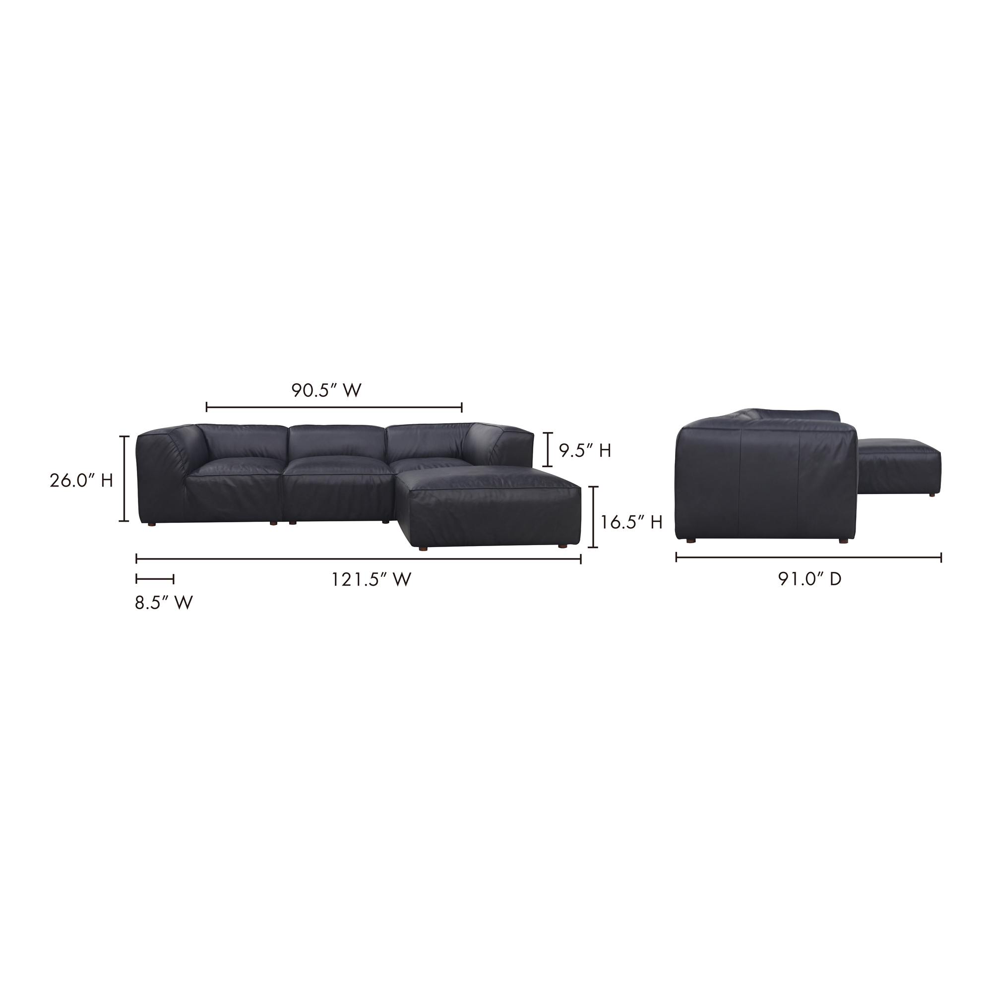 Form Lounge Modular Sectional Vantage Black Leather large image 