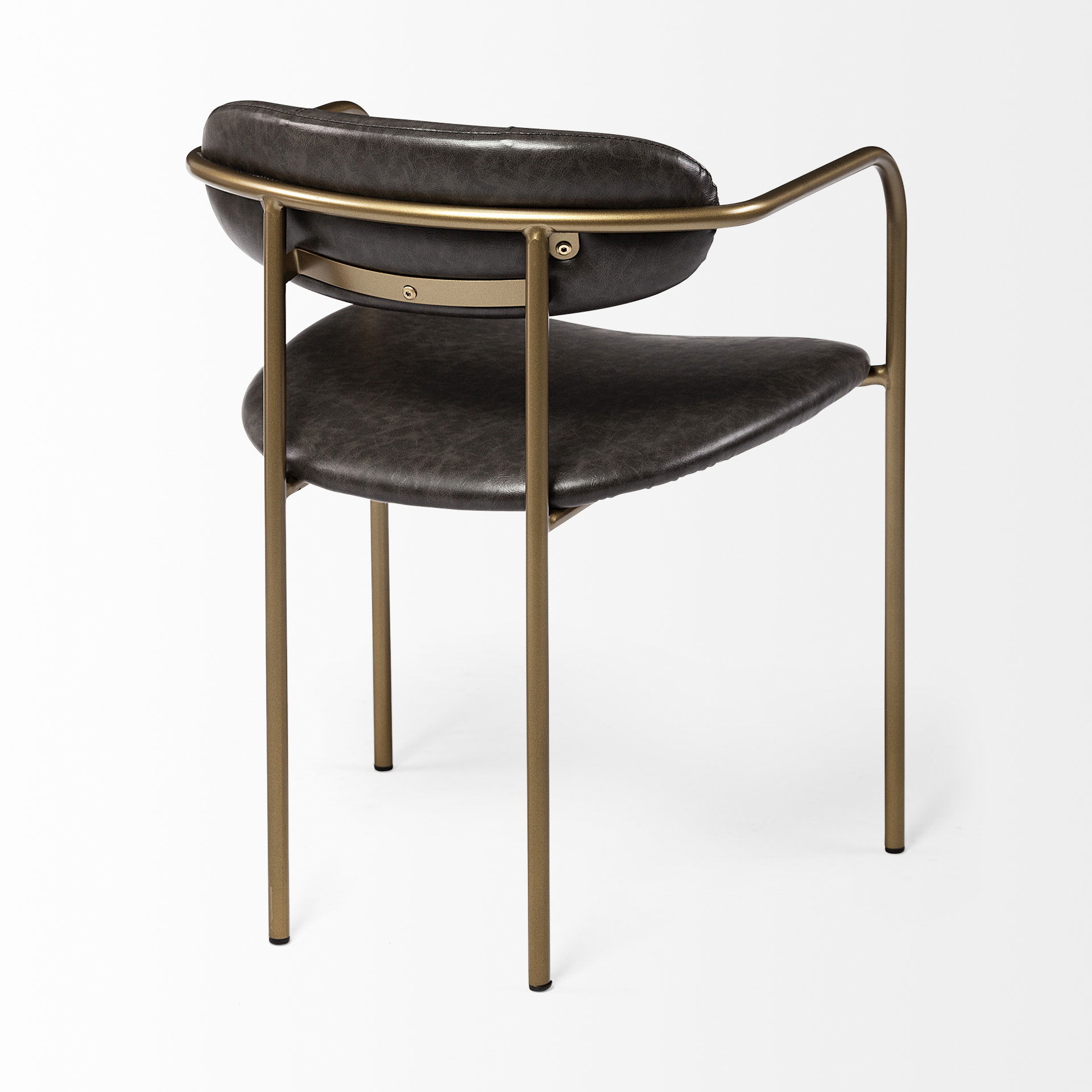 Parker Brown Faux Leather Seat Gold Metal Dining Chair large image 