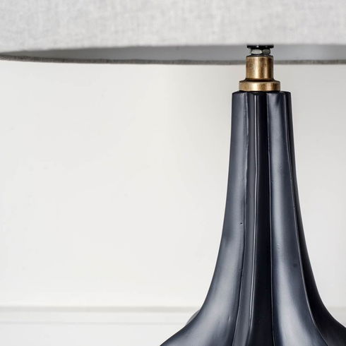 Bravar III 30" Gray-Blue Resin Base with Gray Fabric Shade Table Lamp