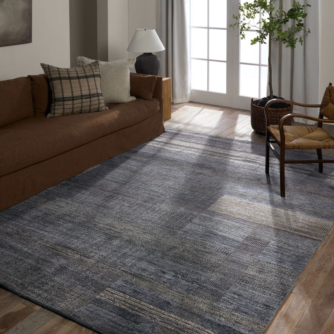 Jaipur Living Edern CEN01 Handknotted Stripes Black Area Rug (9'x12') large image 