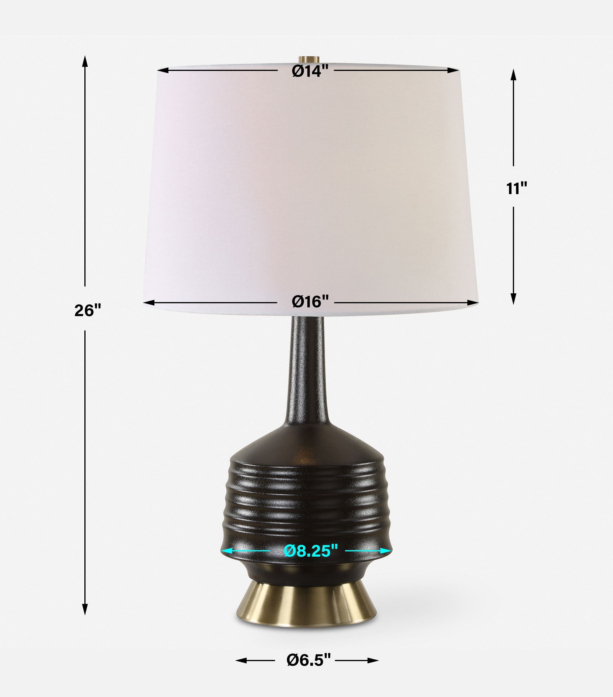 Foster Black Glaze Table Lamp large image 