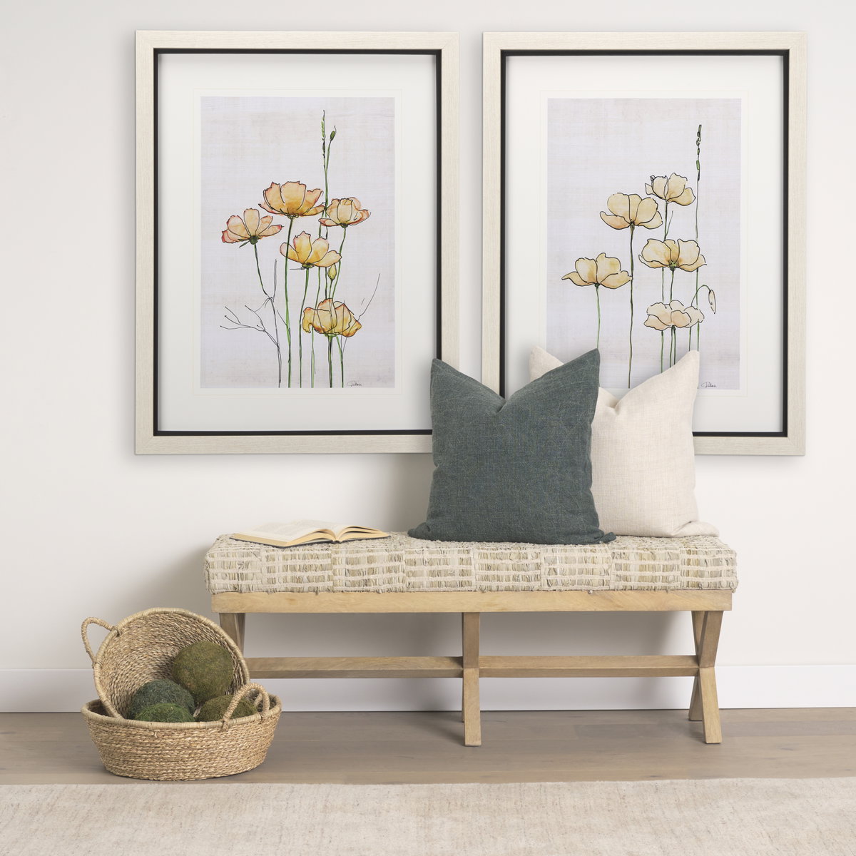 Solis II 50L x 16W Brown Base Beige Woven Leather Cushion Accent Bench, Benche by Mercana, 50" length x 15.75" width x 18.75" height View 2