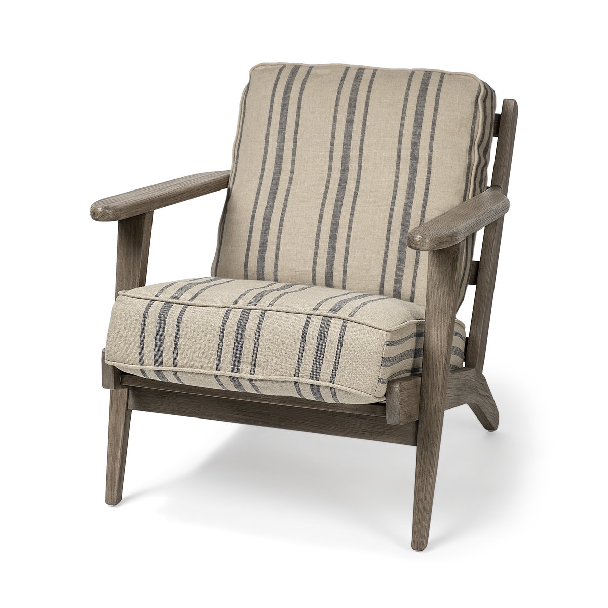 Olympus III Striped Brown Jute Wrapped Wooden Frame Accent Chair, by Mercana, 28" length x 31" width x 32" height View 1