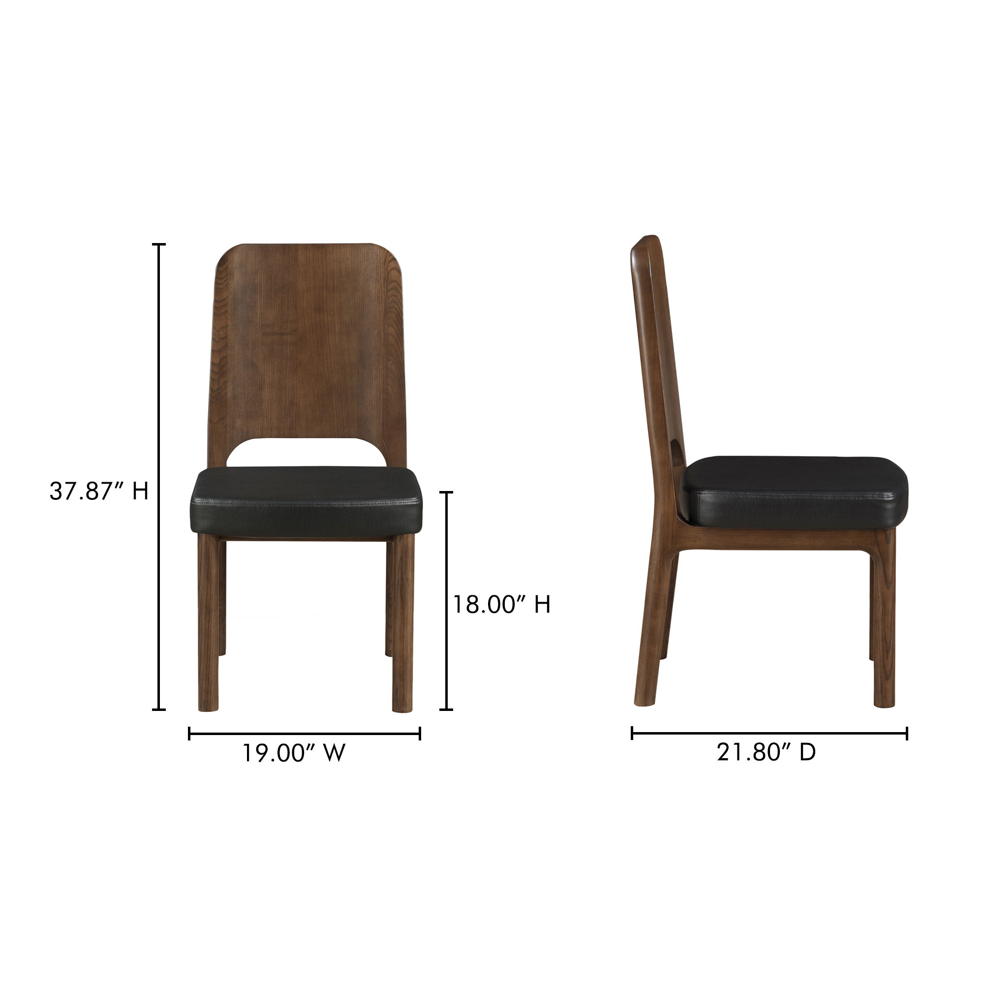 Kerr Dining Chair Walnut Stained Black Vegan Leather-set Of Two large image 