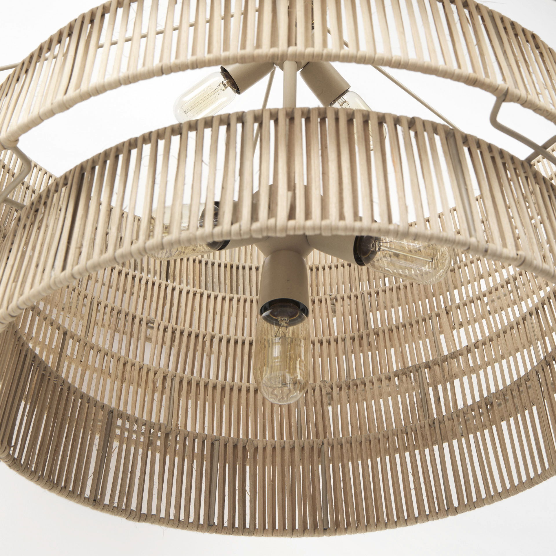Marimba 40 L x 40 W x 24 H Natural Cane 6 Tier Chandelier, by Mercana, 40" length x 40" width x 24" height View 11