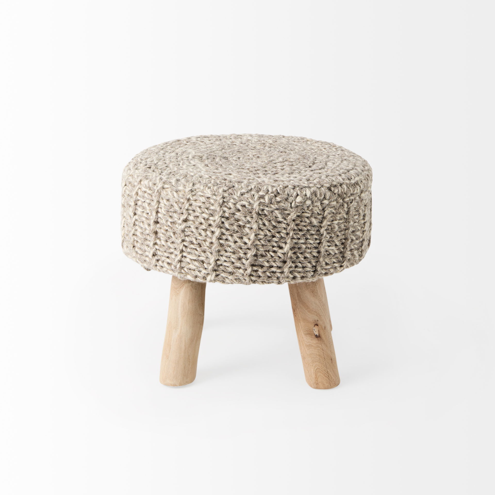 Bina  Taupe 4 Legged Wool Stool large image 
