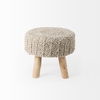 Bina  Taupe 4 Legged Wool Stool thumbnail 2