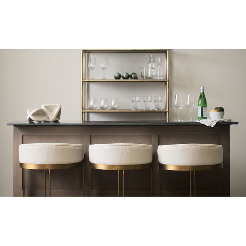 Hollyfield II Cream Fabric Seat with Gold Metal Base Counter Stool
