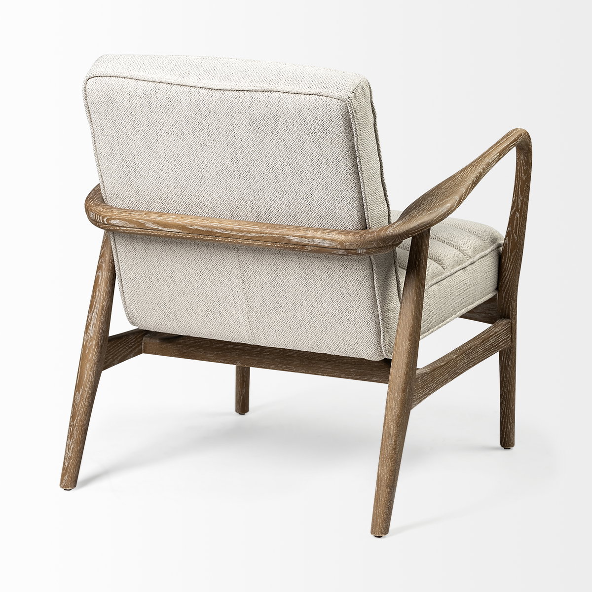 Ajax II Cream Fabric with Brown Wooden Frame Accent Chair, by Mercana, 27" length x 28" width x 30.5" height View 8