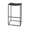 Clarissa 18.0L x 16.0W x 30.25H Black Woven Leather Seat with Gold Frame Bar Stool, Counter & Bar Stool by Mercana, 18" length x 16" width x 30" height thumbnail 1