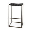 Clarissa Backless 30.25in Seat Bar Stool | Black Leather with Gold Metal, Counter & Bar Stool by Mercana, 18" length x 16" width x 30" height thumbnail 1
