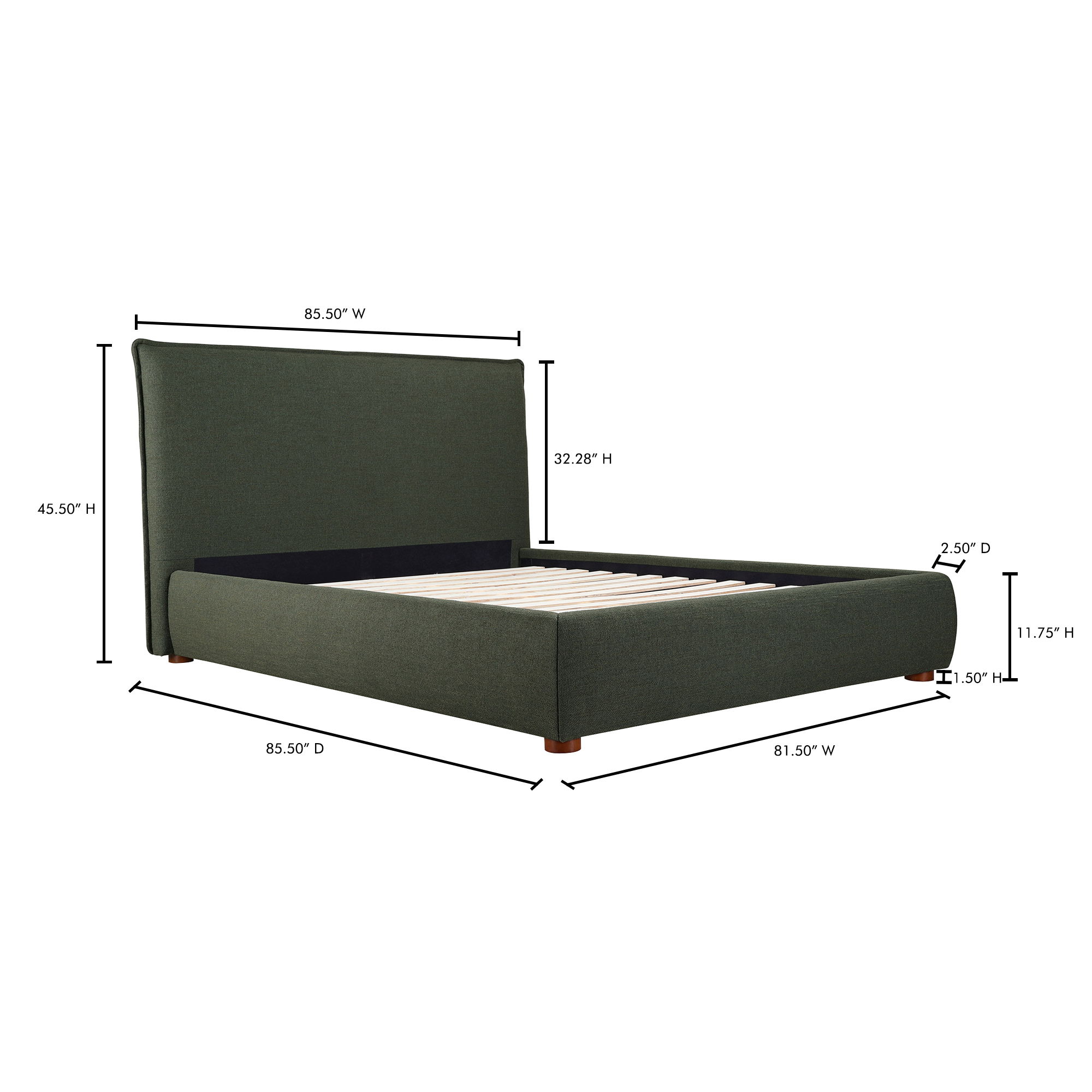 Luzon King Bed, by Moe's Home, 85.5" width x 45.5" height x 88.5" depth View 14