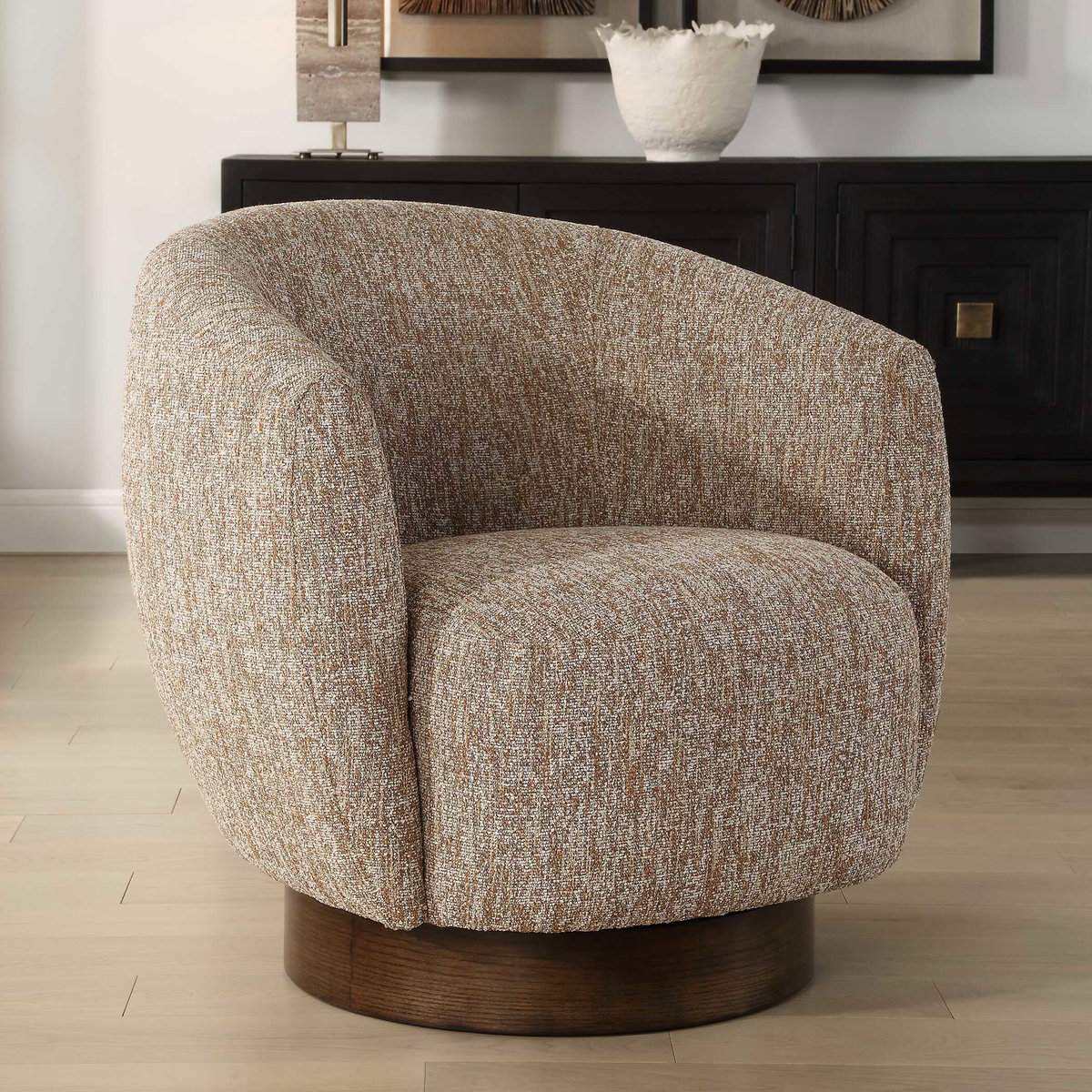 Dunes Fabric Swivel Chair, Accent Chair by Uttermost, 33" width x 32" height x 30" depth View 4