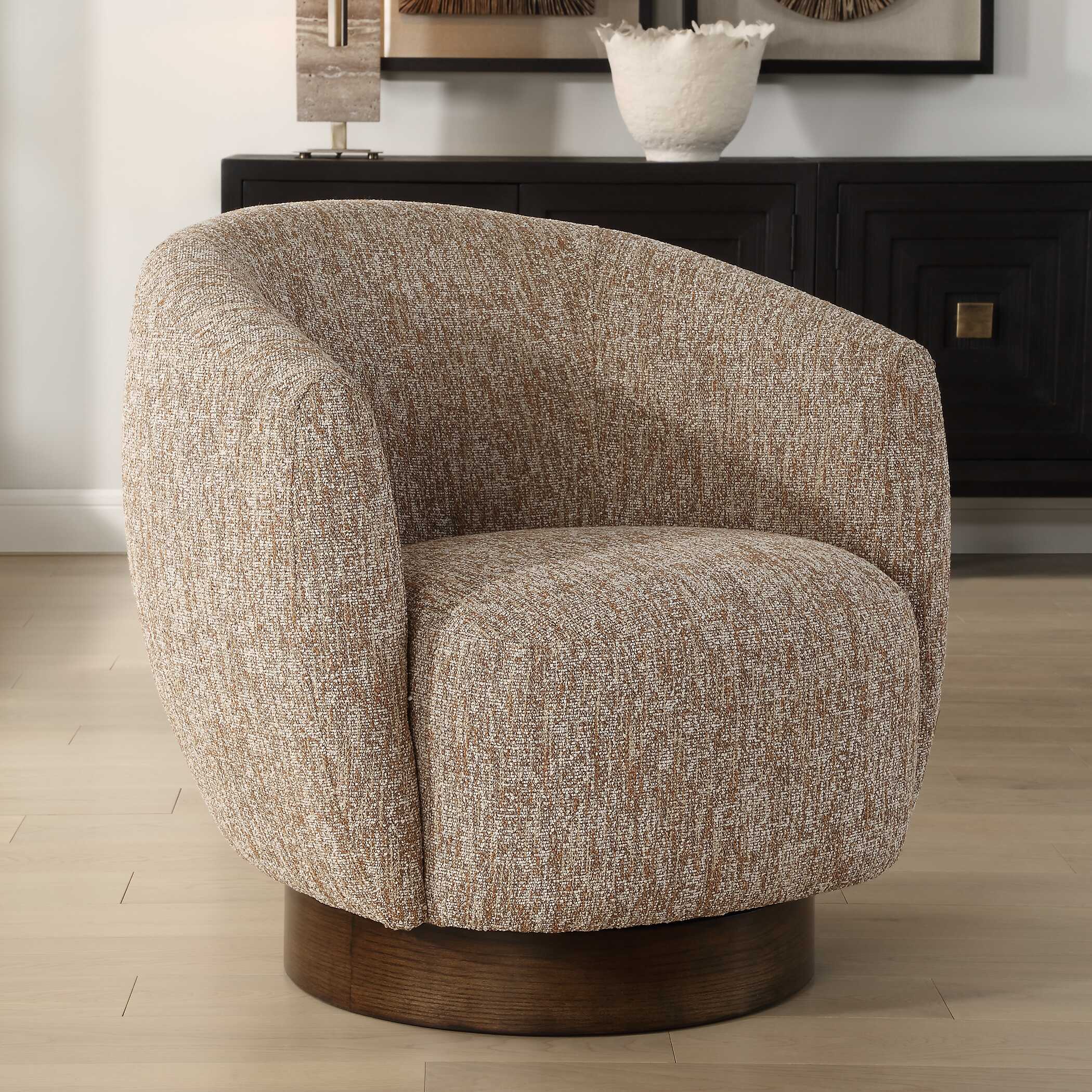 Dunes Fabric Swivel Chair, Furniture by Uttermost, 33" width x 32" height x 30" depth View 4