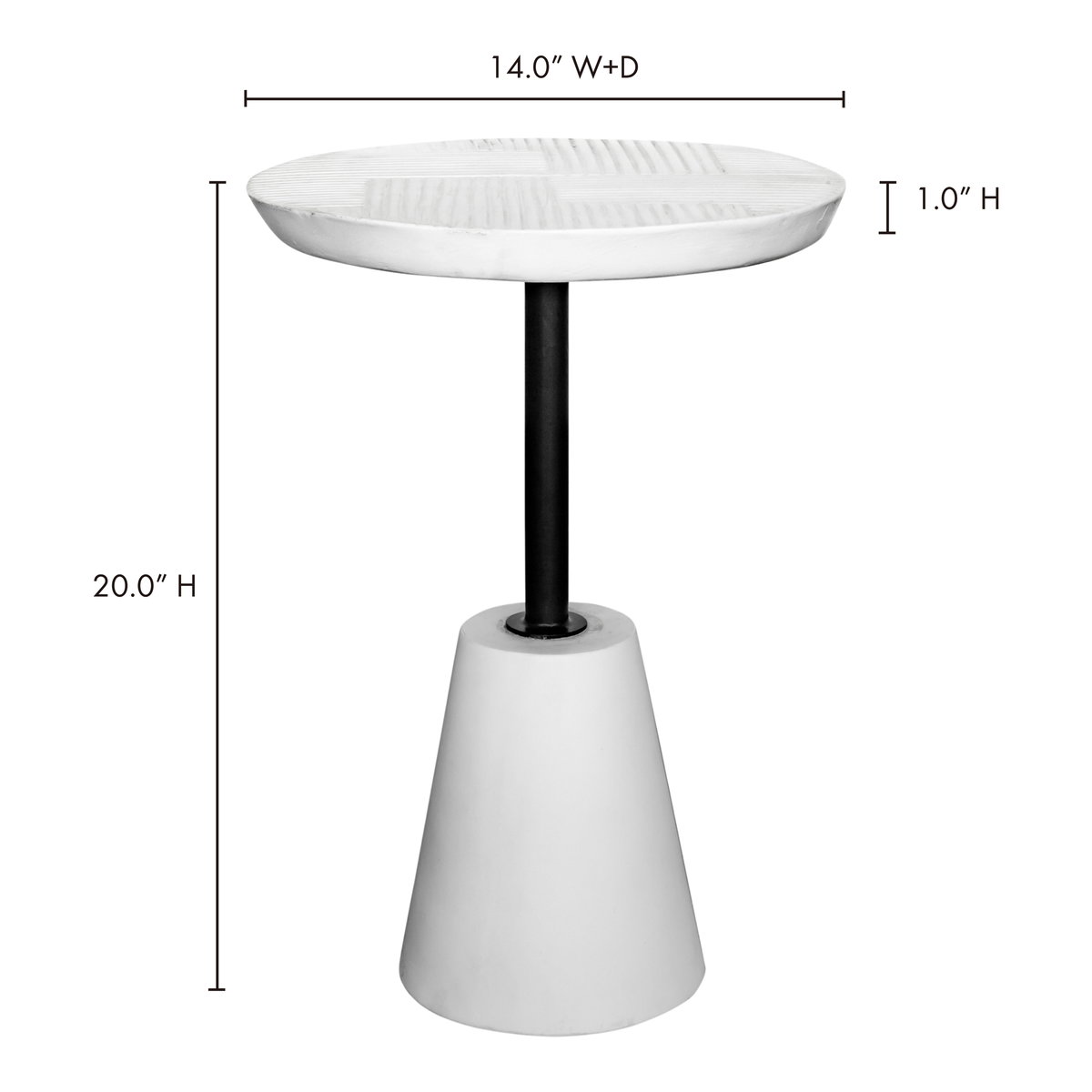 Foundation Outdoor Accent Table White, Outdoor Table by Moe's Home, 1'1.25" width x 1'7.75" height x 1'1.25" depth View 6