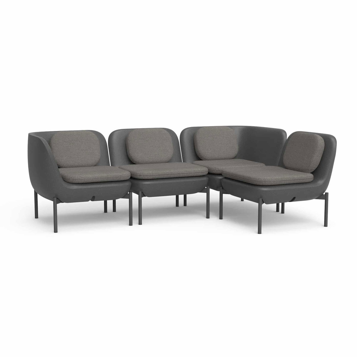 Inou Elements Modular Four-seater Sectional Sofa, Outdoor Furniture by Crescent Garden, 6'9.3" width x 2'2.4" height x 4'5.3" depth View 5
