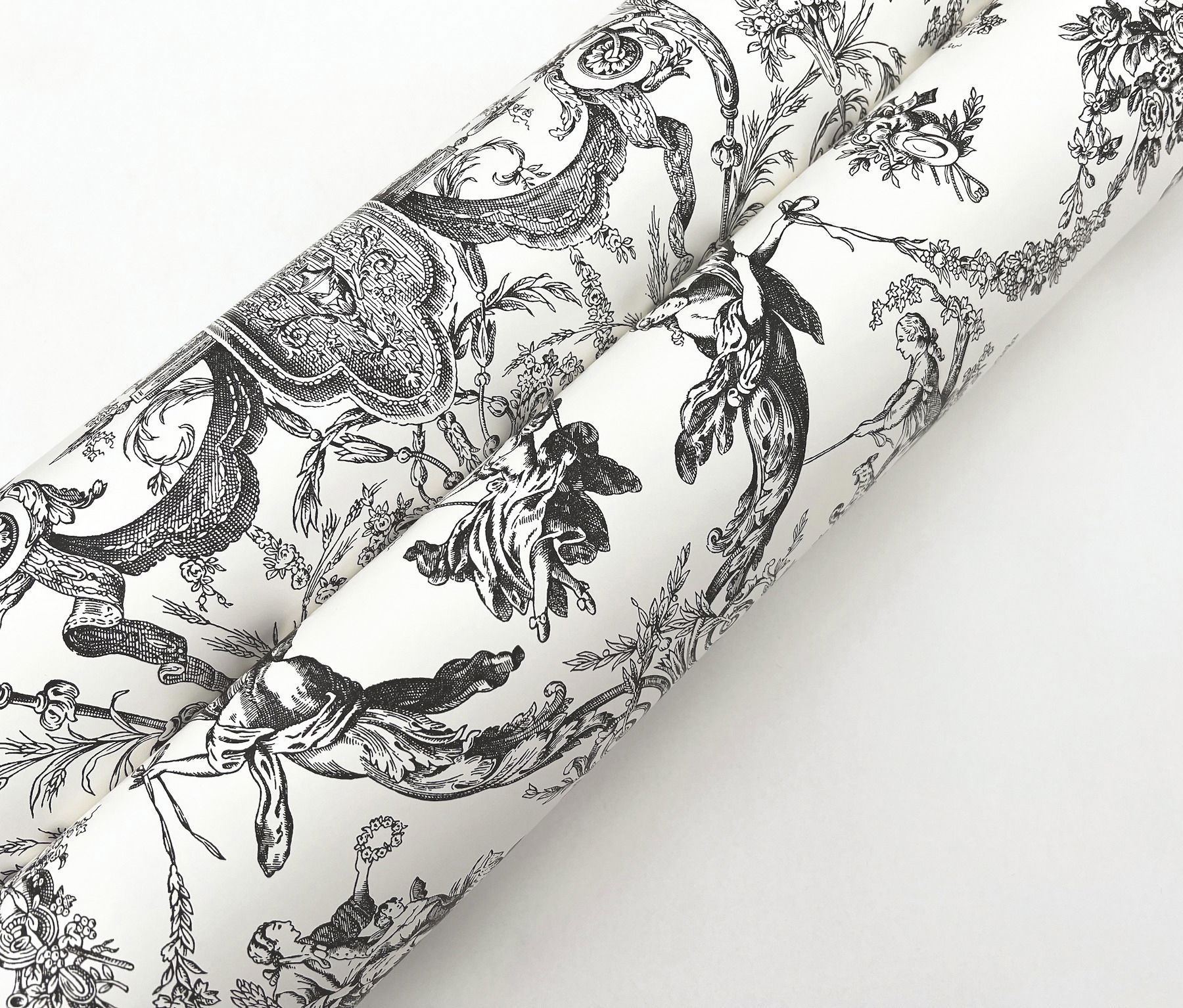 Old World Toile Black & White Wallpaper, by York Wall, 33' length x 1'8.5" width x 0.02" depth View 3