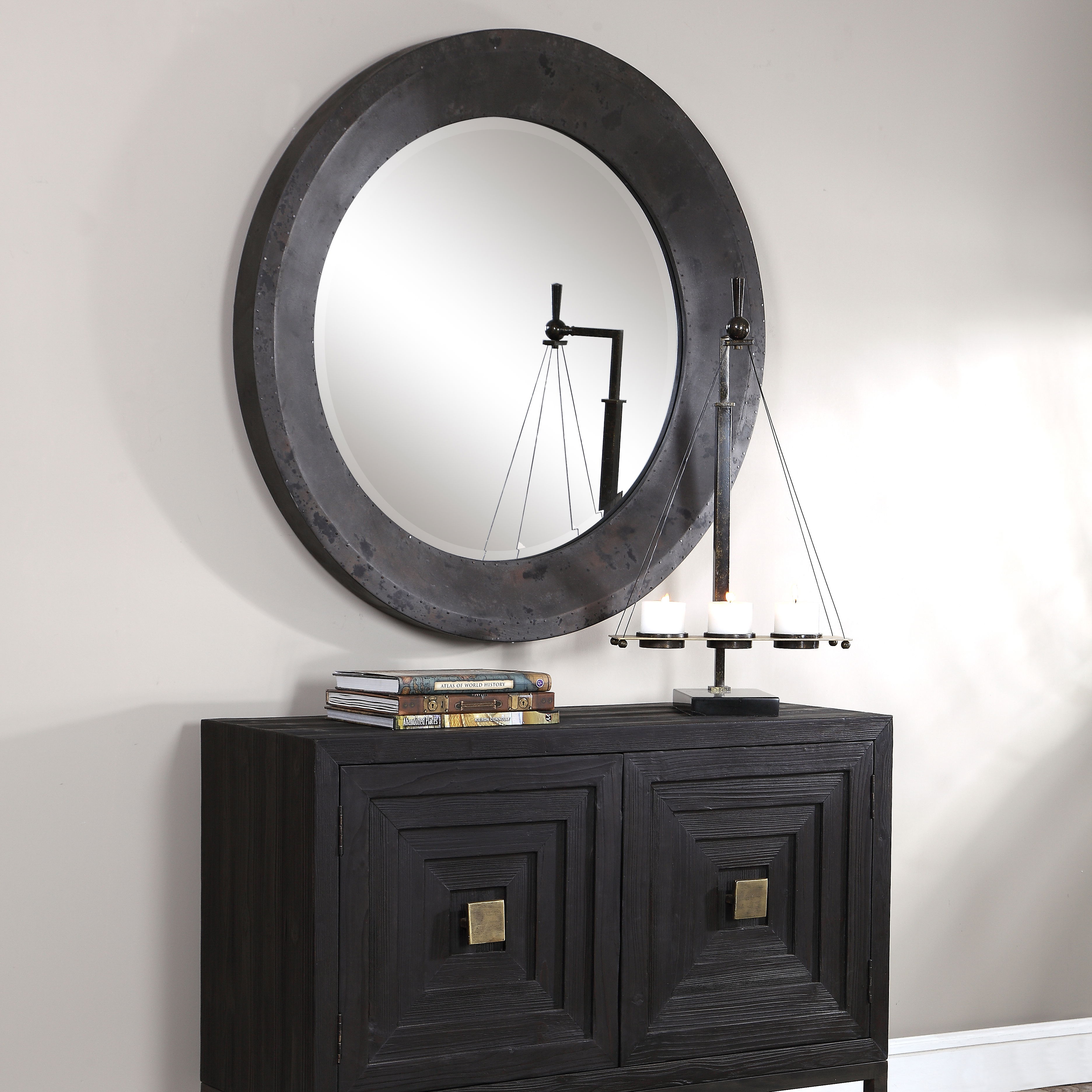 Frazier Round Industrial Mirror large image 