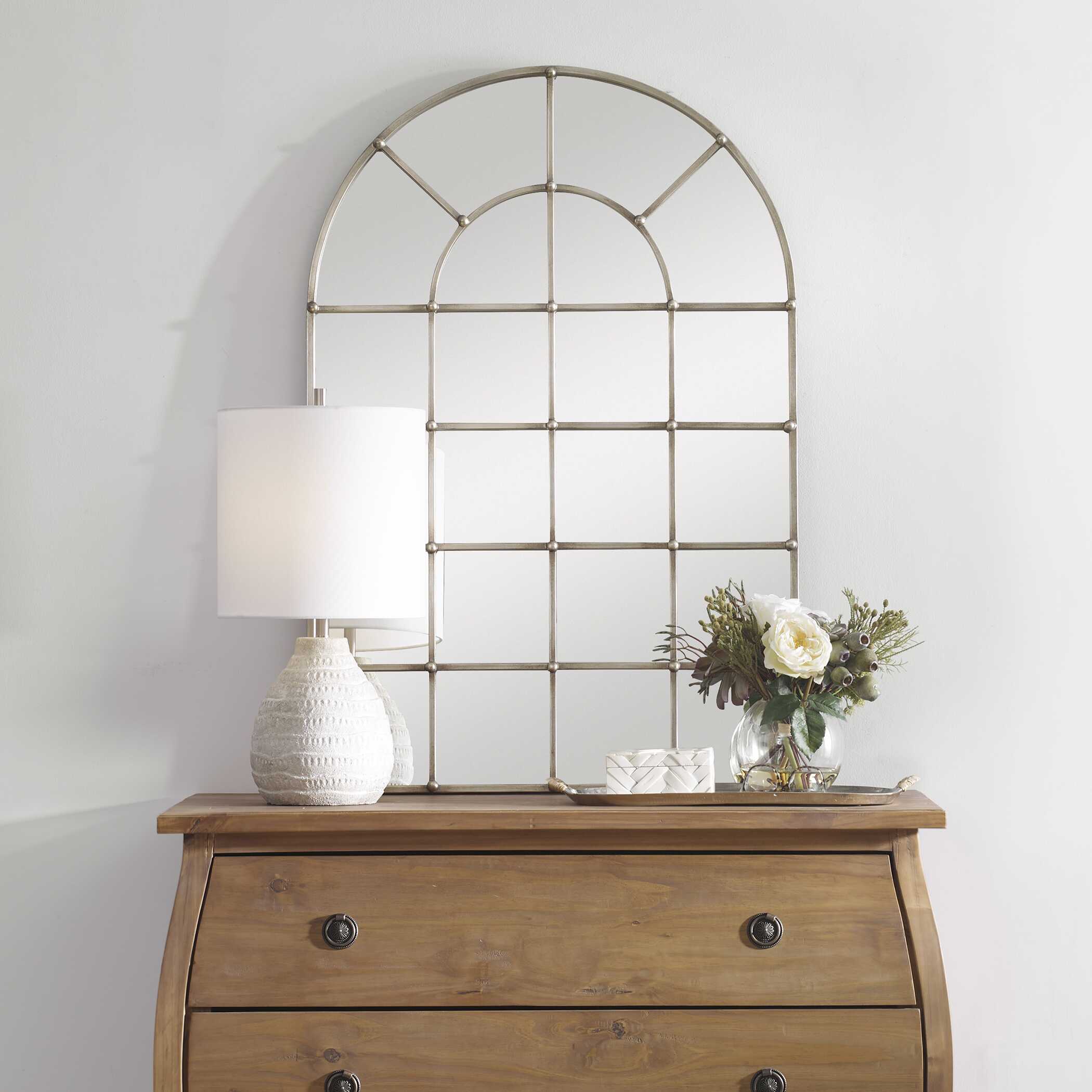 Barwell Arch Window Mirror, by Uttermost, 29.5" width x 44.12" height x 1.37" depth View 4