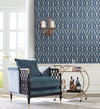 Riviera Bamboo Trellis Navy Wallpaper, by York Wall, 33' length x 1'8.5" width x 0.02" depth thumbnail 3