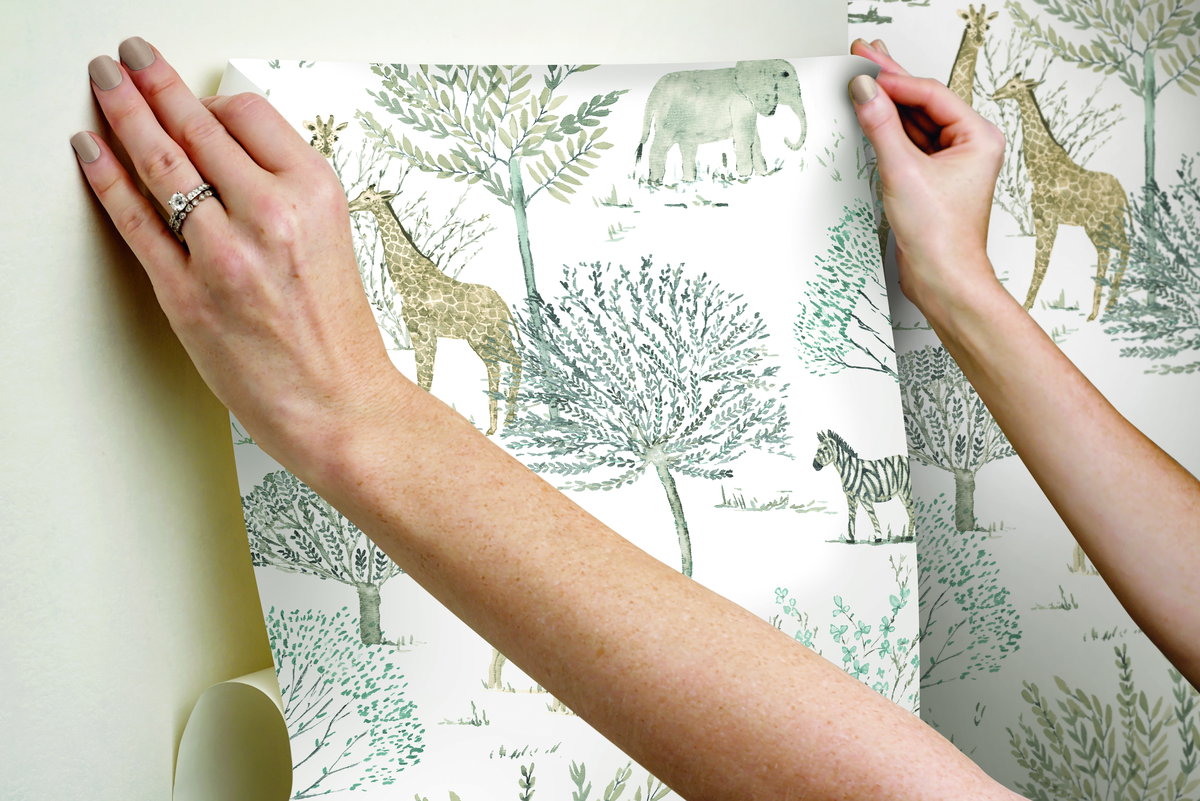 On the Savanna Neutral Peel & Stick Wallpaper, by York Wall, 20' length x 1'8.5" width x 0.02" depth View 7
