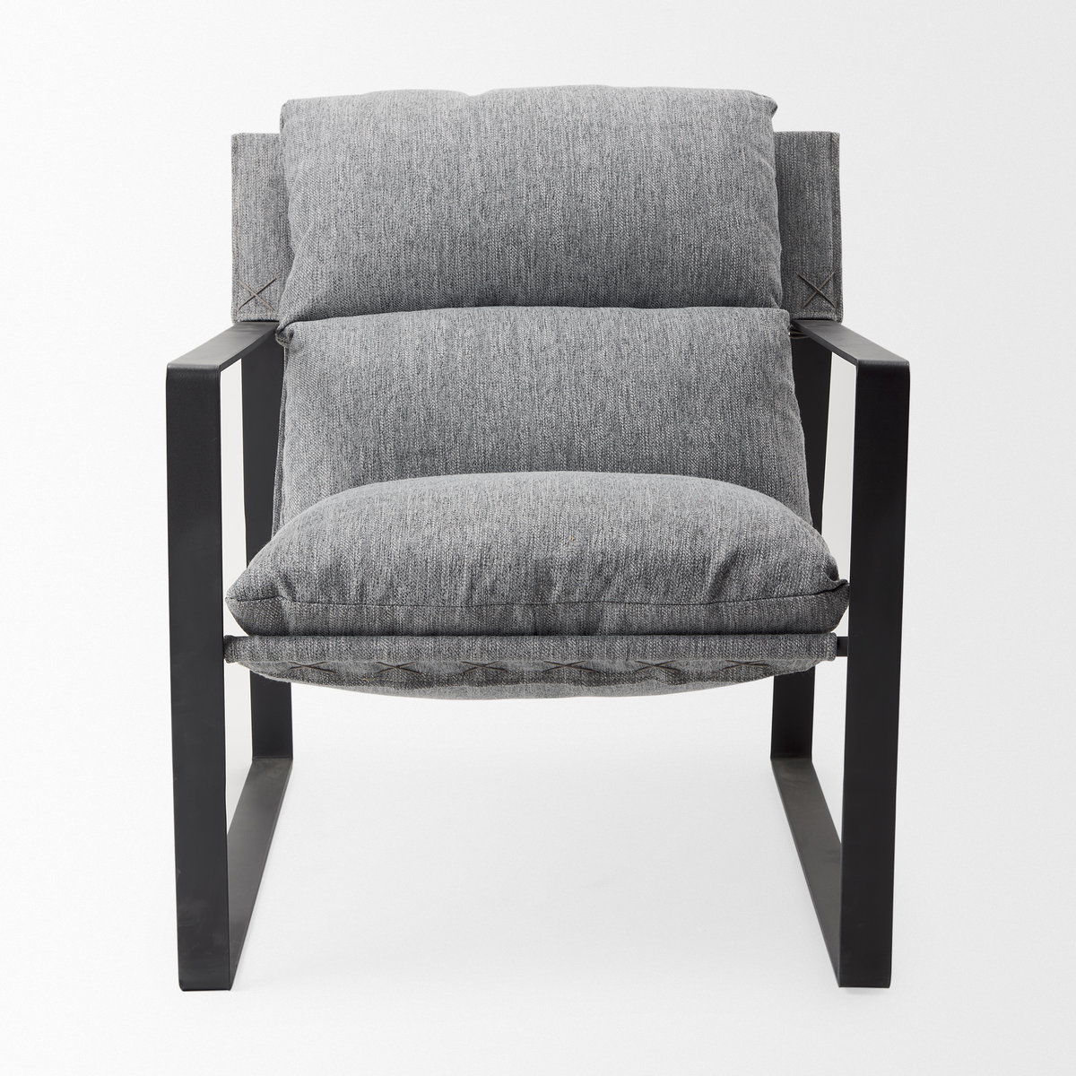 Guilia Castlerock Gray With Metal Frame Sling Accent Chair, by Mercana, 26.77" length x 34.88" width x 29.96" height View 7