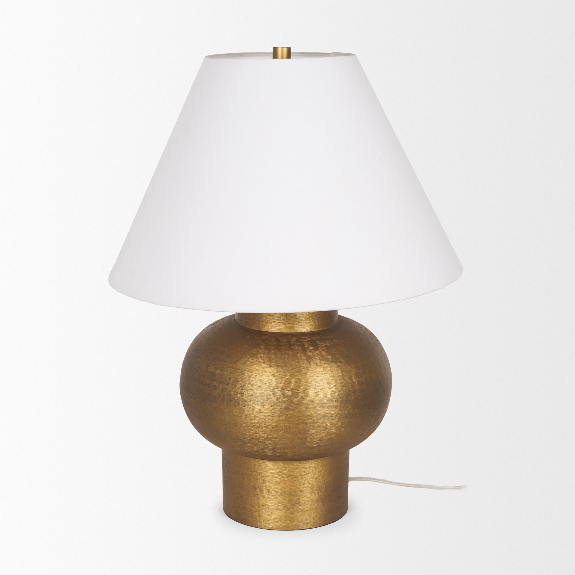 Salaah Antique Gold Brushed Metal with Cream Shade Table Lamp, by Mercana, 19.5" length x 19.5" width x 26" height View 3