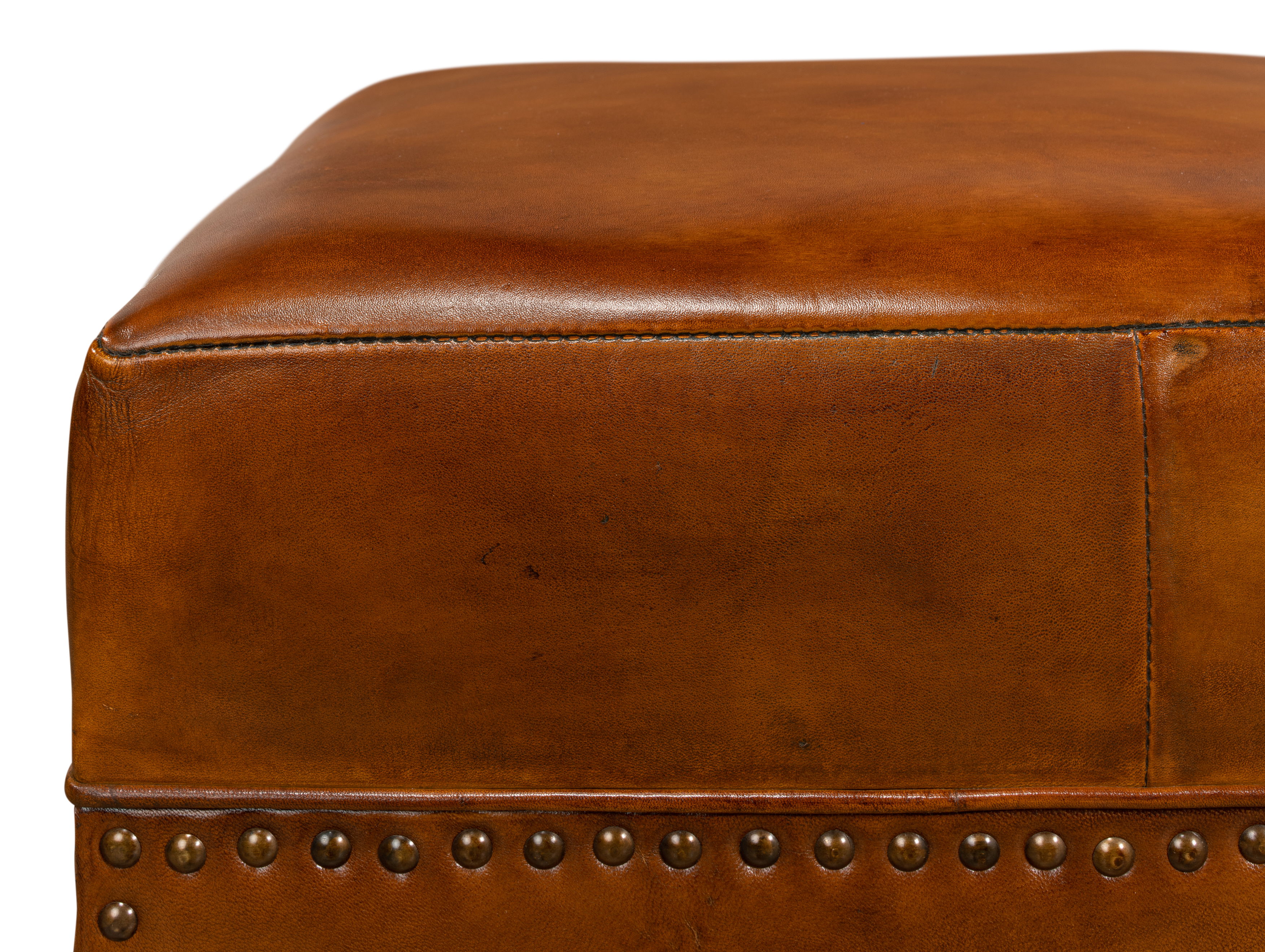 Giuseppe Footstool, Light Brown, Seating by Sarreid, 18" length x 18" width x 20" height View 7