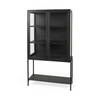 Arelius 36L x 18.75W x 63H Black-Brown Wood with Black Metal Base Display Cabinet, Cabinets & Sideboard by Mercana, 36" length x 18.75" width x 63" height thumbnail 1