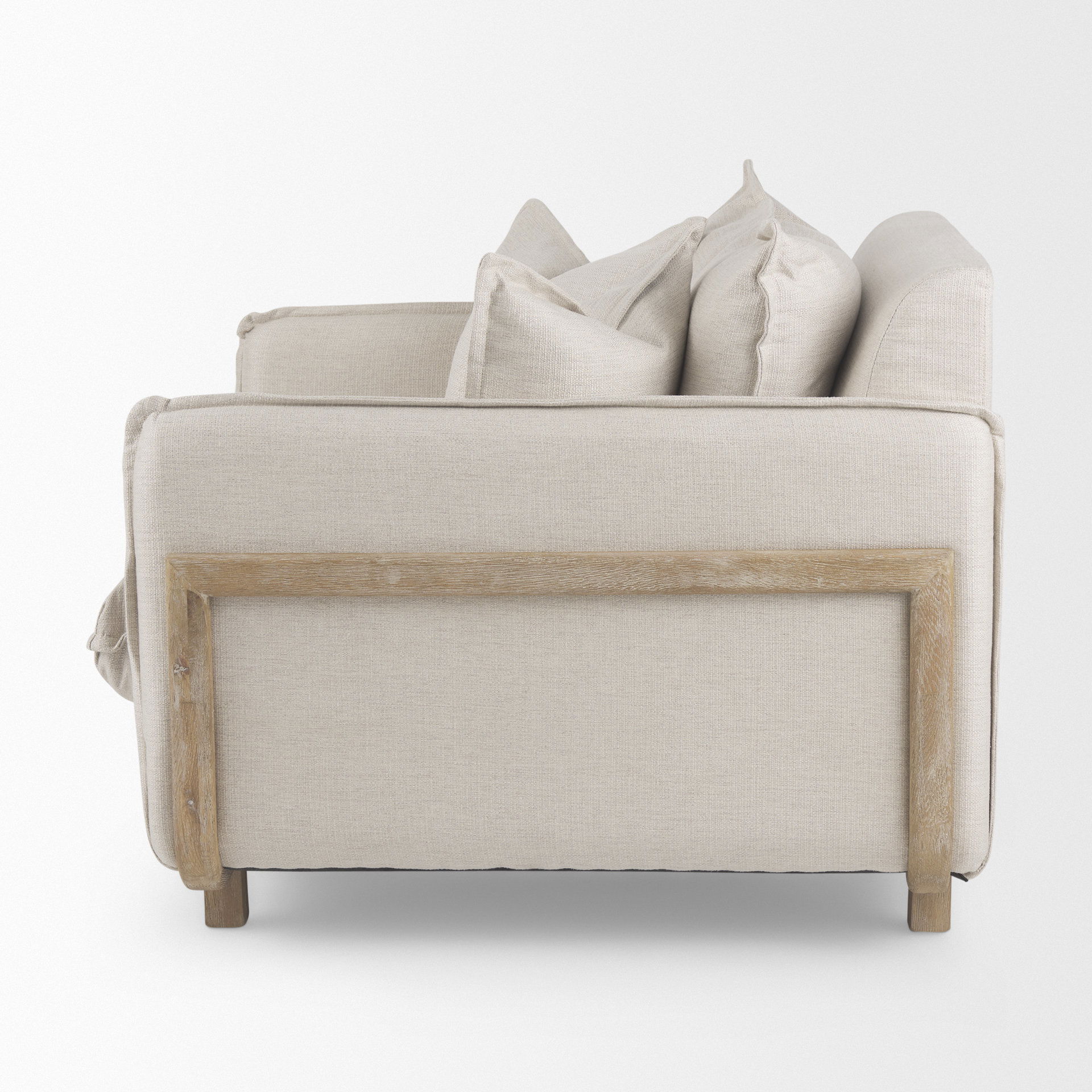Roy II Beige Upholstered and Brown Wood Frame Arm Chair large image 