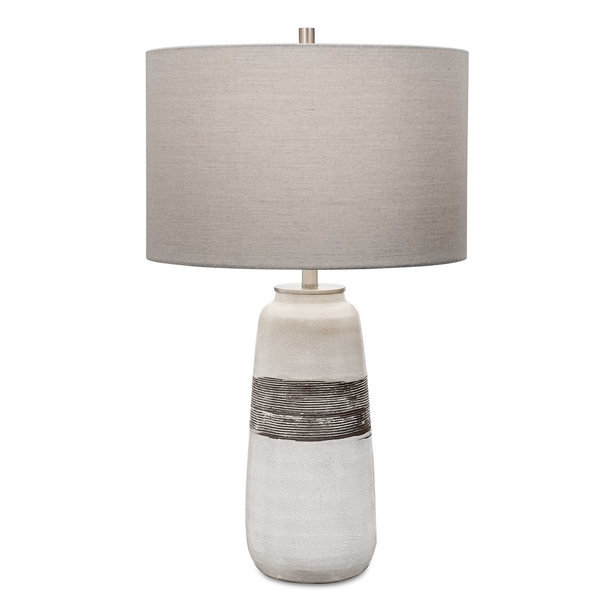Comanche White Crackle Table Lamp, by Uttermost, 15" width x 26.5" height x 15" depth View 1