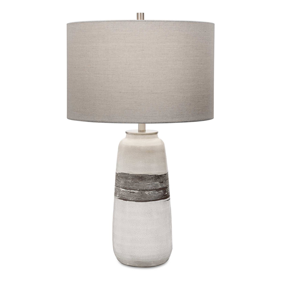 Comanche White Crackle Table Lamp, by Uttermost, 15" width x 26.5" height x 15" depth View 1