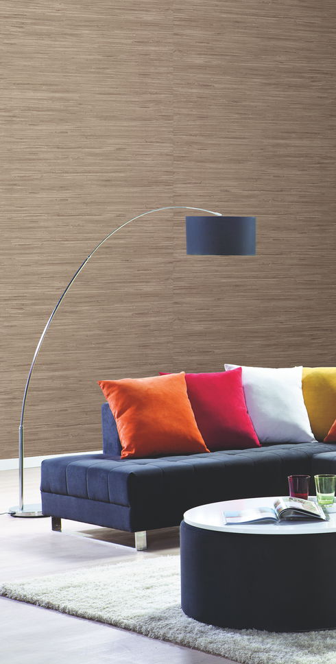 Lustrous Grasscloth Beige Wallpaper