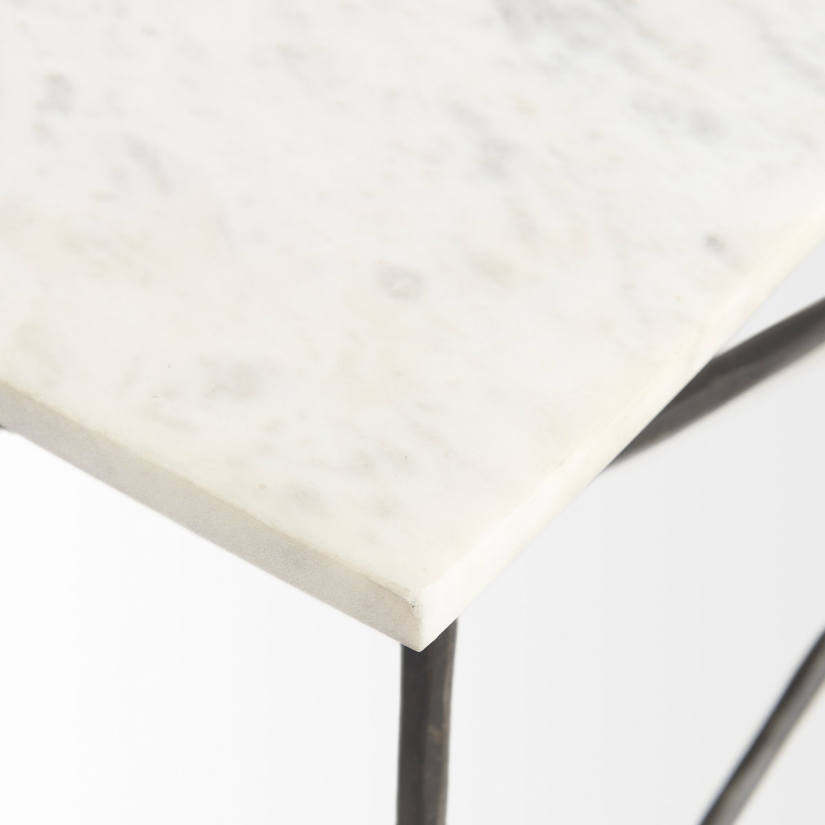 Lorlei I 53.0 X 35.0 X 15.5 White Marble Top with X-Shaped Gray Iron Base Coffee Table, by Mercana, 53" length x 35" width x 15.5" height View 6