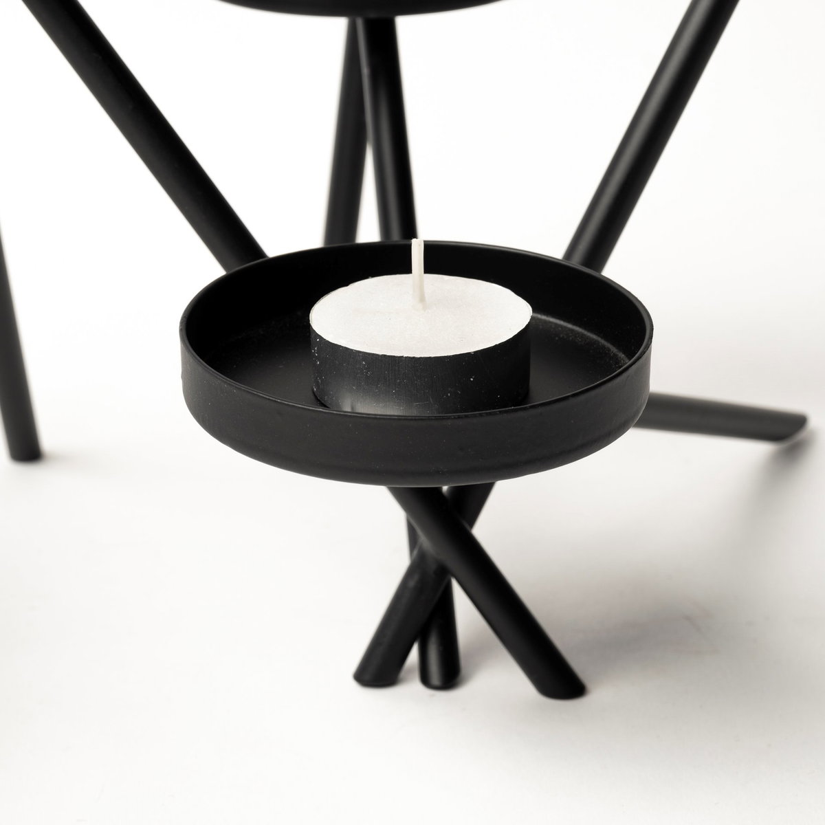 Meira Black Metal Seven Votive Table Candle Holder, Candles & Candle Holder by Mercana, 20.47" length x 9.06" width x 6.69" height View 6