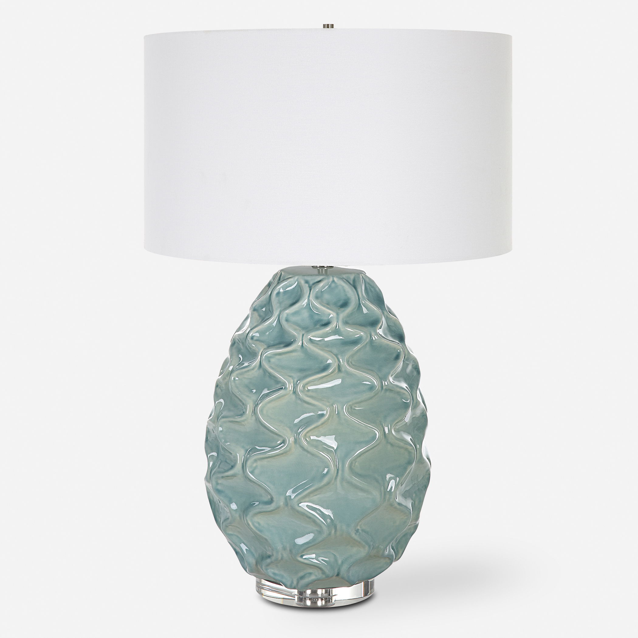 Laced Up Sea Foam Glass Table Lamp large image 