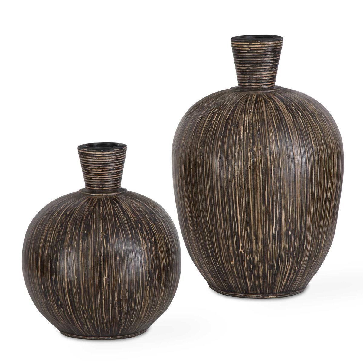 Islander Black Vases Set/2, by Uttermost, 11" width x 16" height x 11" depth View 1
