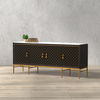 Palisade Shagreen Credenza, Black, Cabinets & Sideboard by Sarreid, 80" length x 19" width x 34" height thumbnail 13