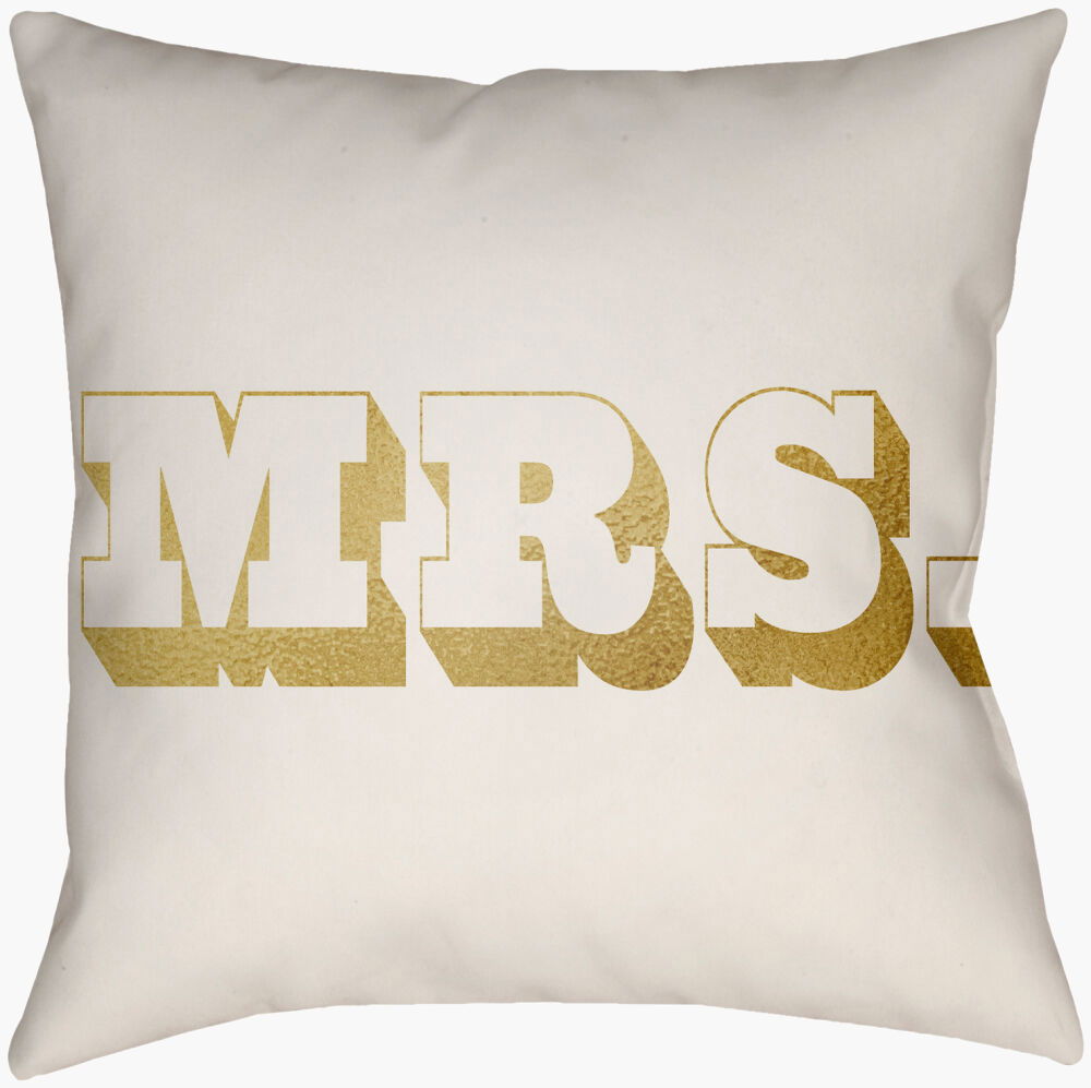 Mr & Mrs Accent Pillow, Decorative Pillow by Surya, 16" length x 16" width